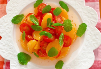 ミニトマトとオレンジのキラキラサラダ