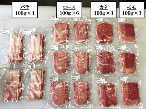 【１袋１００ｇ入り】脂が甘くてさっぱり★薄切り豚肉１.６kg詰め合わせ。４部位を【食べ比べ】しよう！