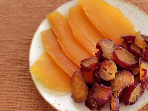 干し芋食べ比べセット「平干しタイプ100g×2袋」と「ひとくちタイプ90g×2袋」（大分県産、栽培期間中農薬・肥料不使用、メール便発送）