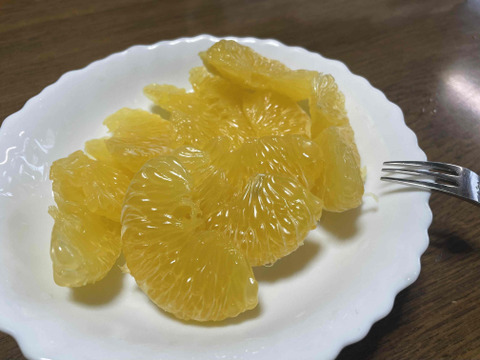 ハッサク(八朔)　（糖度11当農園測定値）1個280g～300g（Ｓ・Ｍサイズ）　箱込み4.5㎏以上
【農薬化学肥料不使用】