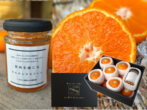 【夏ギフト】【お中元】薄皮で果汁たっぷり！冷やしてやみつき！「とろける甘さのハウスみかん約１ｋｇ」＆果皮不使用！「贅沢果肉たっぷりみかんの生ジャム120g1瓶」詰め合わせ　黒化粧箱　【商品番号80】