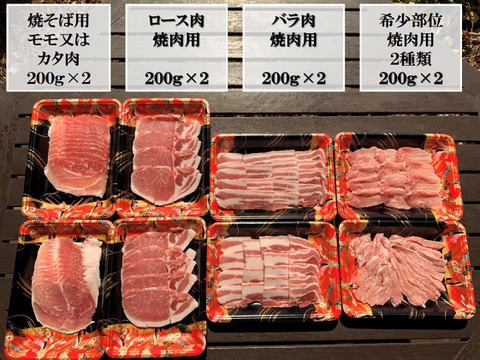 希少部位入り！焼肉用豚肉１.６kg詰合せ【冬ギフト】６部位を食べ比べ！