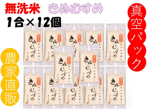 無洗米 真空パックで長持ち！きぬむすめ『岡山県産』１合×12個