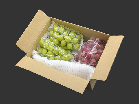 食べ比べシャインマスカット2房＋クイーンルージュ1房 合計約1kg　長野県認証/特別栽培同基準（信州の環境にやさしい農産物認証50）