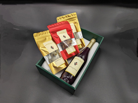 枝付きセミドライぶどう2種（ルージュ１個とシャイン２個）巨峰ジュース中瓶１本★信州の環境にやさしい農産物（長野県認証）