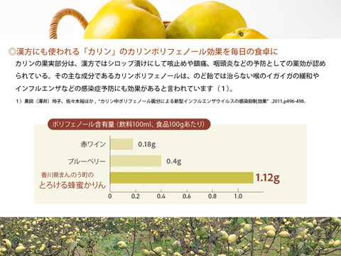 【万能かりんペースト】「香川県まんのう町のとろける蜂蜜かりん」
ジャムにも料理にも使用できる！カリンポリフェノールたっぷり！