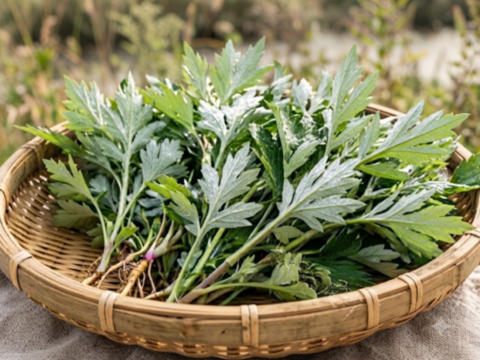 ヨモギ🌿よもぎ🌿蓬🌿生葉15本以上、約60g🌿上から15cmの柔らかいヨモギ🌿和ハーブ「ハーブの女王」ビタミンK鉄分クロロフィル☆畑横の人が通らない林☆お試し用☆メール便📩発送
