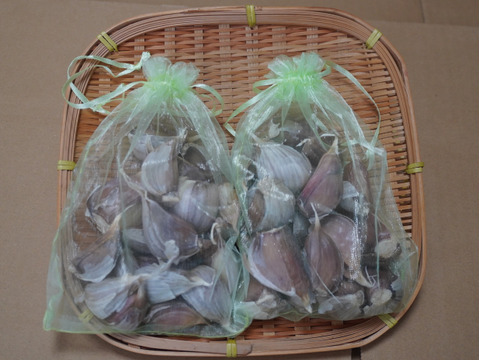 【小さめ ピンク バラにんにく】400g  北海道産 北海道在来種 農薬不使用自家栽培にんにく