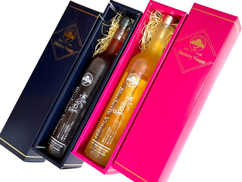 【夏ギフト】ブルーベリービネガー （500ml × ２色セット）【環境とカラダに優しいソーラーシェアリング栽培ブルーベリー使用】