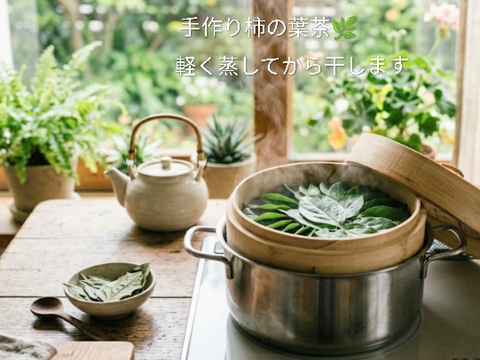 柿の生葉10枚🌿手作り柿の葉茶、柿の葉寿司、天ぷら等に🌿豊富なビタミンC（レモンの10〜20倍）免疫力アップや美肌効果☆熱に強く体内でビタミンCに変わる「プロビタミンC」自然栽培☆農薬、除草剤等不使用