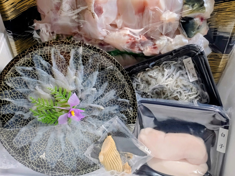 【淡路島3年とらふぐ】片身活てっちり・片身てっさ（3人前）【白子付（約100ｇ）】