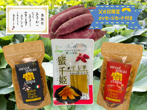 【父の日ギフト】🌻干し芋＆チップス🌻  アグロファームの『紅はるか』お菓子３種類セット 🍠 一口食べたら止まらない!?イチ押し☆さつまいもチップス♪ と 一番人気干し芋『蜜千姫』