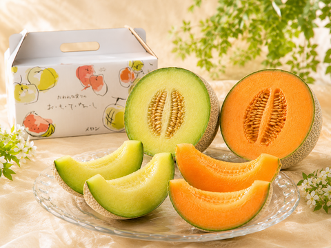 【父の日ギフト】【夏ギフト】【お中元】四万十育ち 高糖度メロン食べ比べセット（アムスメロン＆タカミレッド）【糖度14度以上・15度以上保証】栽培中農薬不使用