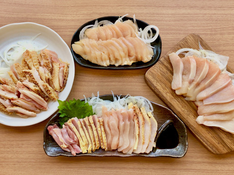 【少量お試し】おうちでグルメ☆鶏刺し専門店の味!大摩桜 鶏刺し 4Pセット【鶏刺し4種×1P】(冷凍)