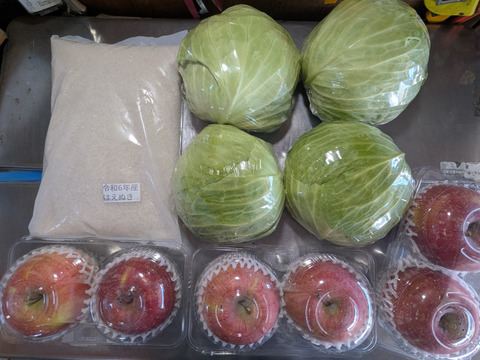 キャベツ、お米、リンゴ