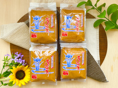 【美味しい!生味噌4個セット】酵母が生きてる♪新潟県高田農園産の『自家製の糀』で作った『なま味噌』(4kg)