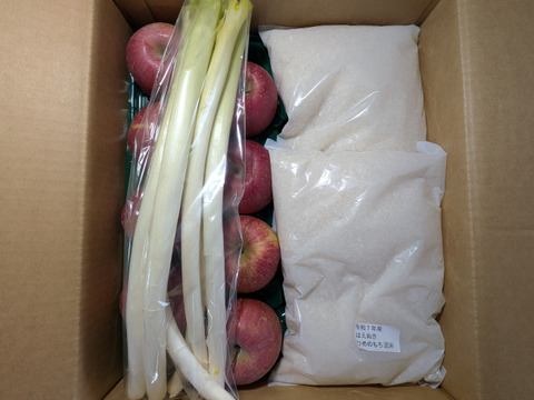 リンゴとお米とネギ