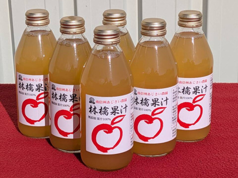 完熟のサンふじのみを搾った林檎果汁（250mlビン×６本入り）無添加（長野県産りんごジュース）