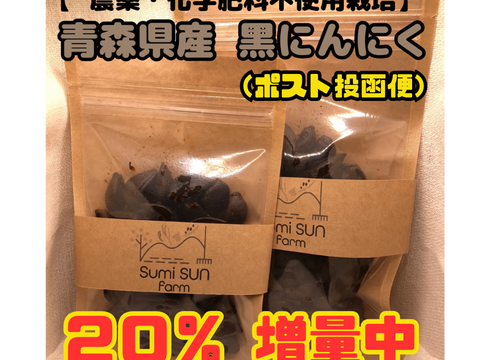 【農薬・化学肥料不使用栽培】青森県産ハネにんにく使用　自家製黒にんにく　400ｇ（100ｇ入りパック・4個）(ポスト投函便）