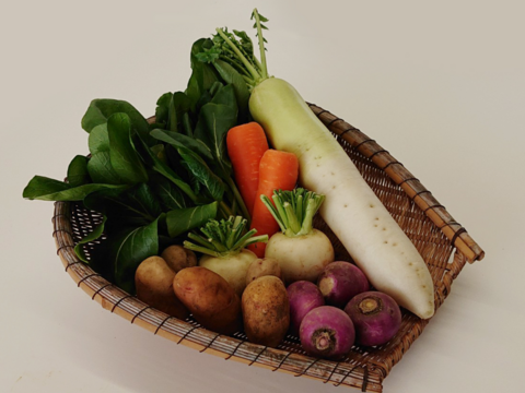 【山形庄内特産あつみカブ】冬の野菜セットSサイズ〈5-6品目〉