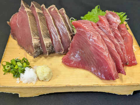 日光丸カツオセット(B1カツオ藁焼き2ブロック・B1カツオ赤身（刺身用）2ブロック・シーステーキ250g＆ソース)