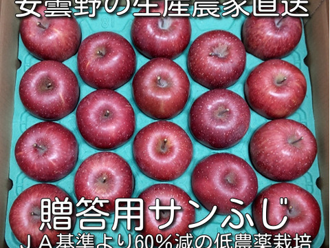 【大切な方へ】贈答用サンふじ5キロ18玉【葉とらず・やや大玉】JA基準より60％減の低農薬栽培