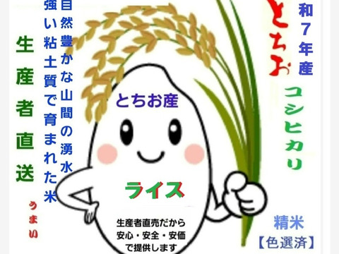 【新米・数量限定 即発送】令和7年産 新潟米・とちお産コシヒカリ
農家直送！山の湧水で育った自慢の精米10kg(5㎏×2袋)・（送料相当値引き中／箱込み総重量）