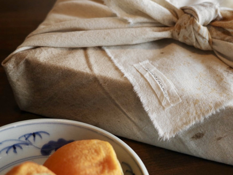 【冬ギフト】自然栽培あんぽ柿　桐箱＆柿渋染風呂敷　大（1kg）