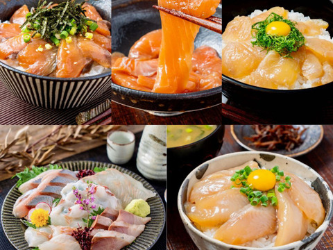 【福袋2025】醤油漬け4種（サクラマス、ホッケ、ヒラメ、サバ）と切れてる刺身5種（3D冷凍）