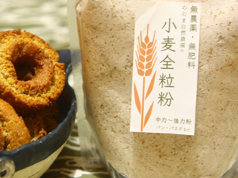 【無農薬・無肥料 自然栽培 天日干し】生命力溢れる 小麦全粒粉500g