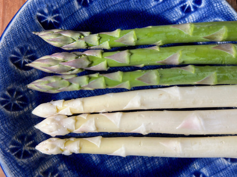 【食べ比べセット】那須の麓の朝採りアスパラガス　グリーン＆ホワイト　サイズおまかせ　1,000g
