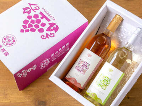 【夏ギフト】漆山果樹園ワイン2本セット★自家栽培デラウェアワインとシャインマスカット×ロザリオビアンコワインのセット「お中元熨斗対応可」