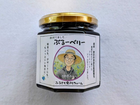 栽培期間中農薬不使用！【ブルーベリージャム190g】×3：長野県産の