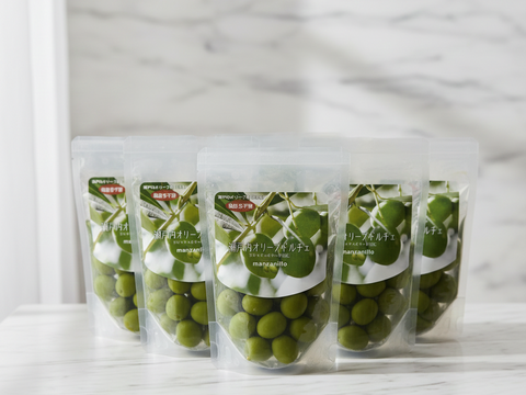 【冬ギフト】オリーブドルチェ80ｇ×5袋　塩抜き不要ですぐ食べれるグリーンオリーブ塩漬け