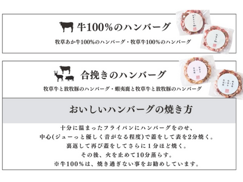 【訳アリ商品】蝦夷鹿と牧草牛と放牧豚のハンバーグ120g×3個セット