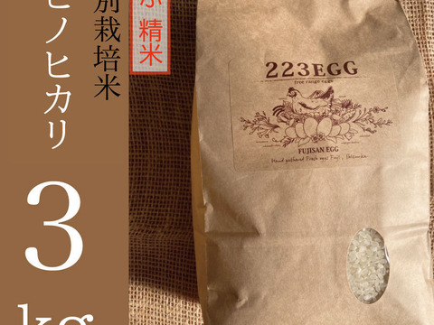 ＜5ぶ 精米＞特別栽培米「ヒノヒカリ」[ 3㎏ ]【令和5年米】