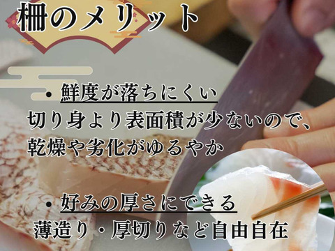 【母の日】沼津産真鯛　お刺身用柵　130g×2袋（皮引き済み）