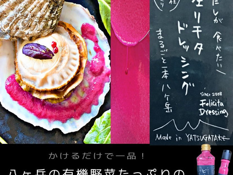 ♪最高に美味しい♪　熨斗対応可　八ヶ岳のエナジー満タン★栽培期間中農薬不使用・化学肥料不使用★八ヶ岳で育った野菜使用ドレッシング5本セット（焦がしネギ・ビーツ・胡麻・人参・玉ねぎ）