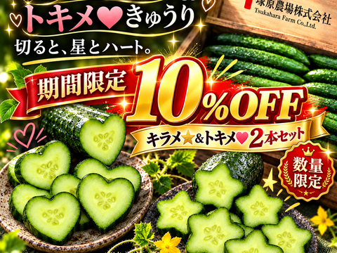 期間限定10％OFF・数量限定】家庭用きゅうり3kg＋キラメ☆＆トキメ