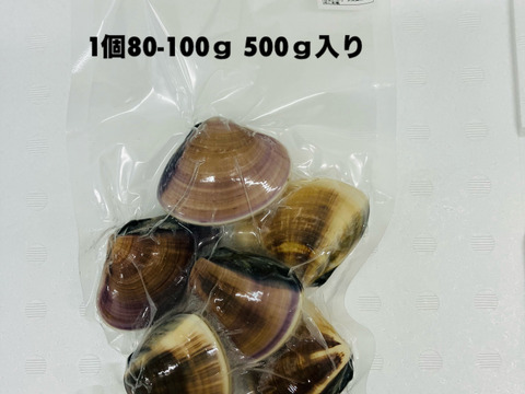 液体冷凍はまぐり　1個80-100 g（中）　   約500g×2パック
