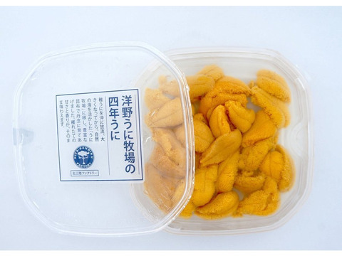洋野うに牧場の四年うに生うに(天然わかめ、剣山手引き茎わかめ付き)