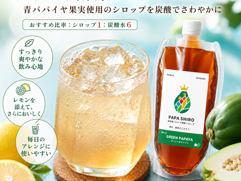 パパイア王子 宮崎パパイア酵素シロップ 酵素シロップ シロップ 250ml 希釈ドリンク 酵素 青パパイヤ スーパーフード パパイン酵素 日本産 ポリフェノール パパイヤ