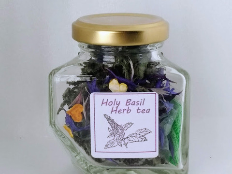 ♡アーユルヴェーダ万能のハーブ❣ホーリーバジルティー《花茶 瓶入り》【国産・農薬不使用・添加物無添加】プレゼントにも！