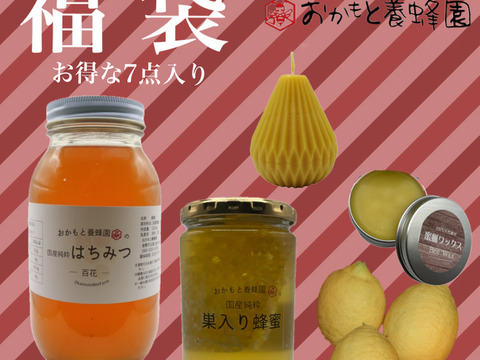 【福袋】非加熱非加温！国産純粋「巣入り蜂蜜」含む7点セット