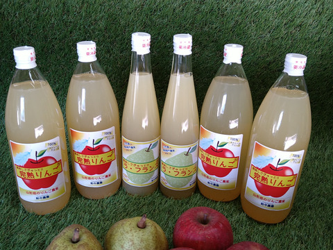 【母の日ギフト】山形県りんご農家の果汁100％ジュース6本セット(りんご4本*ラフランス2本)