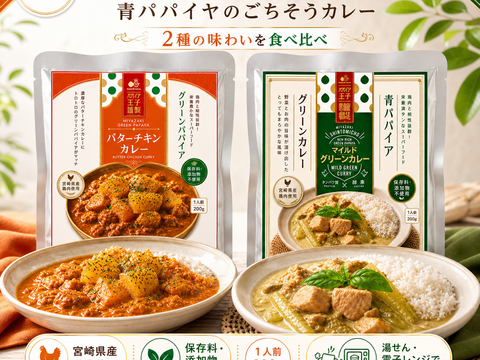 【お得】パパイア王子 宮崎グリーンパパイア バターチキンカレー 200g×4個 レンジ調理対応 酵素 レトルトカレー 青パパイヤ スーパーフード 酵素 日本産 ポリフェノール パパイヤ