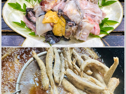 【大容量】【加熱用】コラーゲンたっぷりアンコウ切身＆メヒカリ唐揚げセット