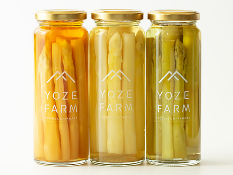 那須の麓のグリーンアスパラガスとホワイトアスパラガスのピクルス3種セット(有機スパイスミックス＆燻製醤油)