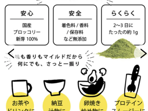 ブロッコリースプラウトパウダー　アルミパウチパック袋入り（10g）