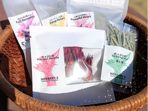 【母の日ギフト】体と心に沁み渡る豊かな香りと味わい！ブレンドハーブティーバッグ（オリジナル3種）、リーフ（2種）詰め合わせ（植物由来ティーバッグ使用、農薬化学肥料不使用）